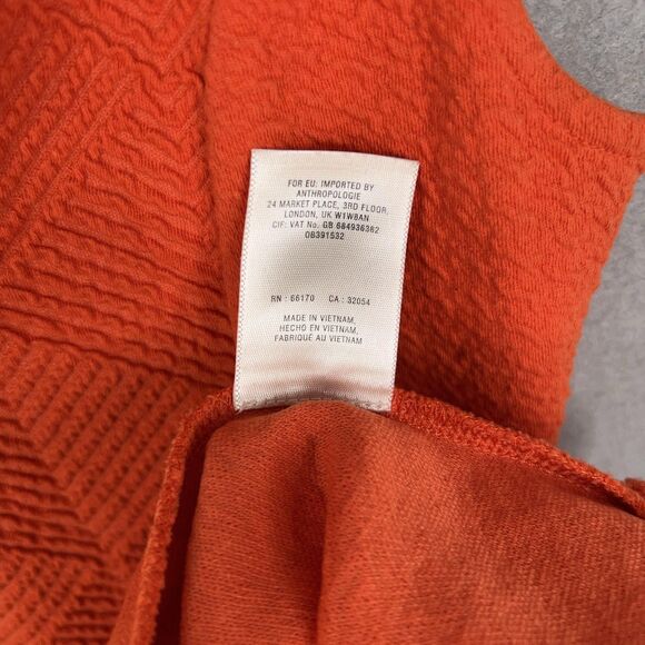 Anthropologie Maeve Dress Womens 8 Orange Textured Pockets V Neck Boho Summer - Picture 14 of 15
